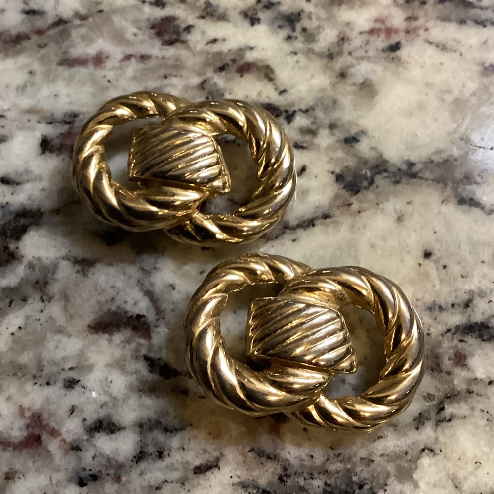 Vintage 1980s Bluette France Knotted Gold Tone Shoe Clips